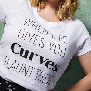 Torrid Size 2 When Life Gives You Curves Slim Fit Crew Tee - Slub White